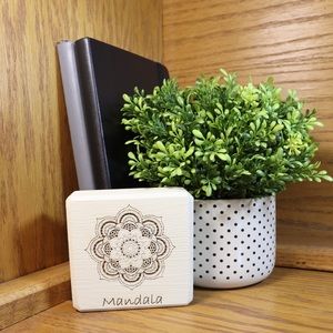Mandala Laser Engraved Wooden Sign - Antique White